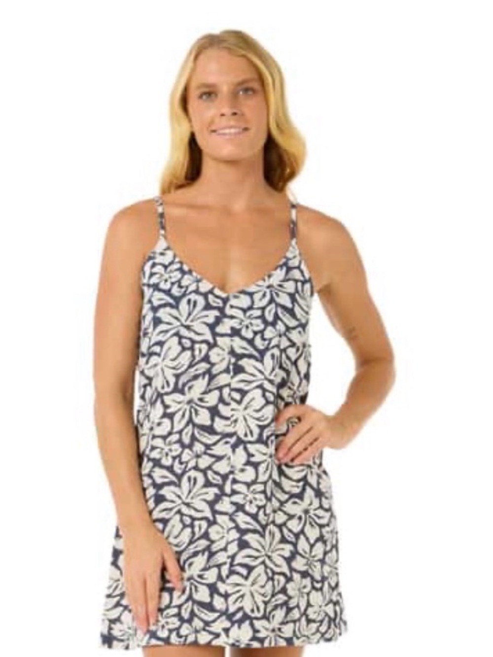 Rip Curl Navy and White Floral Slip Dress